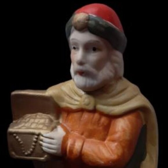 Very Nice! 8pc Vintage Christmas Nativity Set Porcelain Baby Jesus Manger Scene - Picture 9 of 9